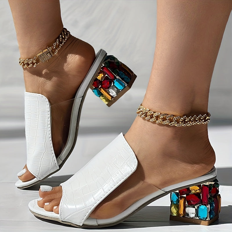 Women's Rhinestone Low Heels Block Heel Sandals CD423