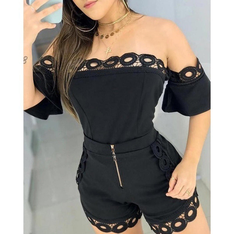 Slim Fit Off Shoulder Lace Two Piece Set CD623