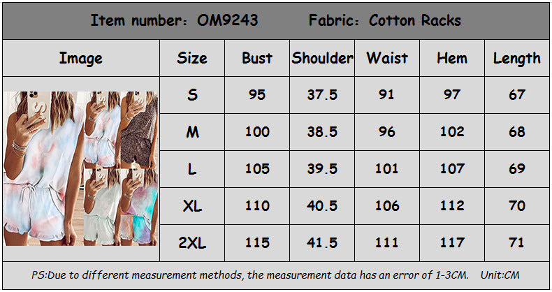 Sleeveless Round Neck Print Tie Dye Set CD616