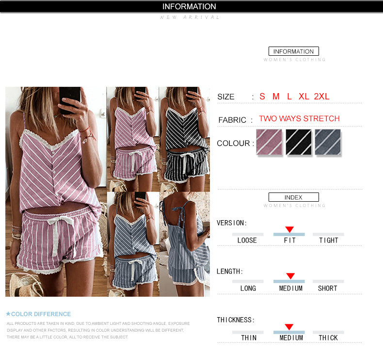 Printed Halter Pajamas Two-piece Home Suit CD618