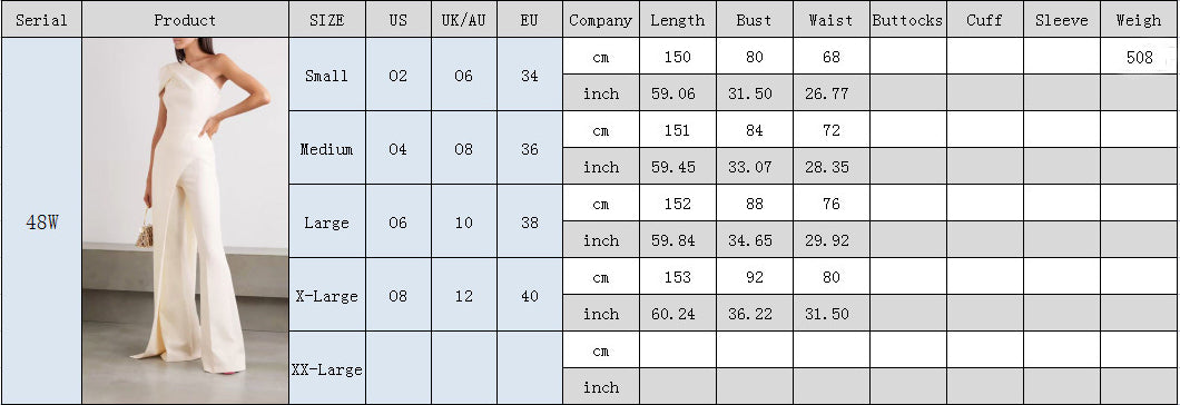 Diagonal Shoulder Jumpsuit Solid Color Pants CD633