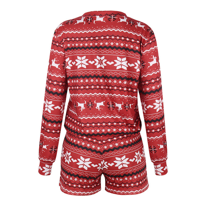 Printed Long Sleeve Loose Christmas Home Set CD626