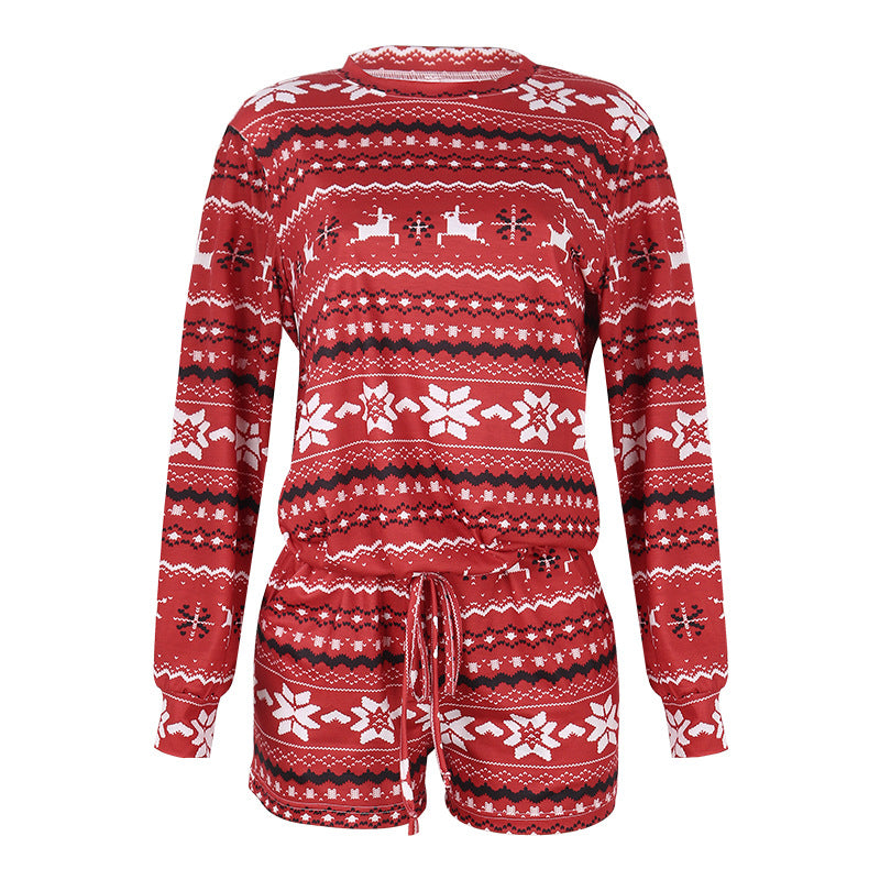 Printed Long Sleeve Loose Christmas Home Set CD626