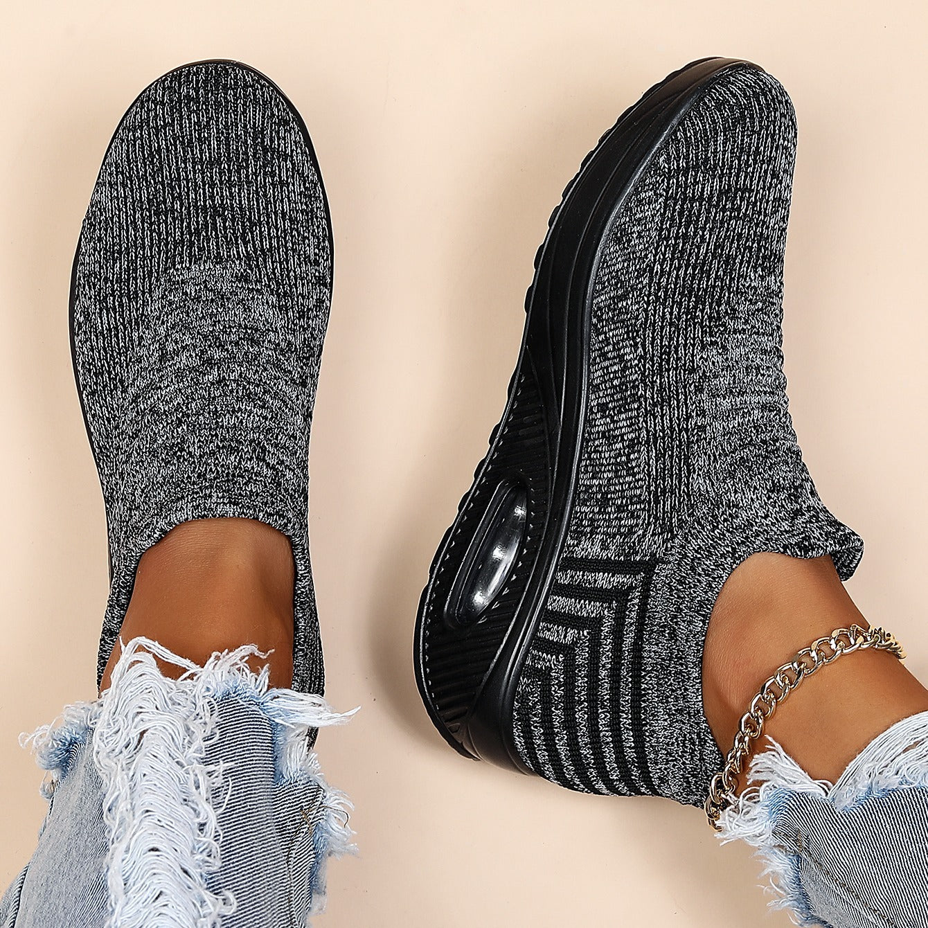 Women's Air Cushion Breathable Low Top Slip On Sneakers CD414