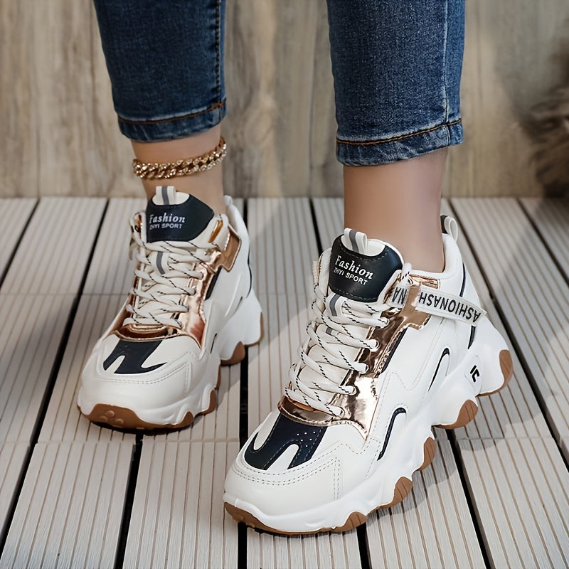 Women's Thick Sole Non-slip Waterproof Lace-up Sneakers CD419