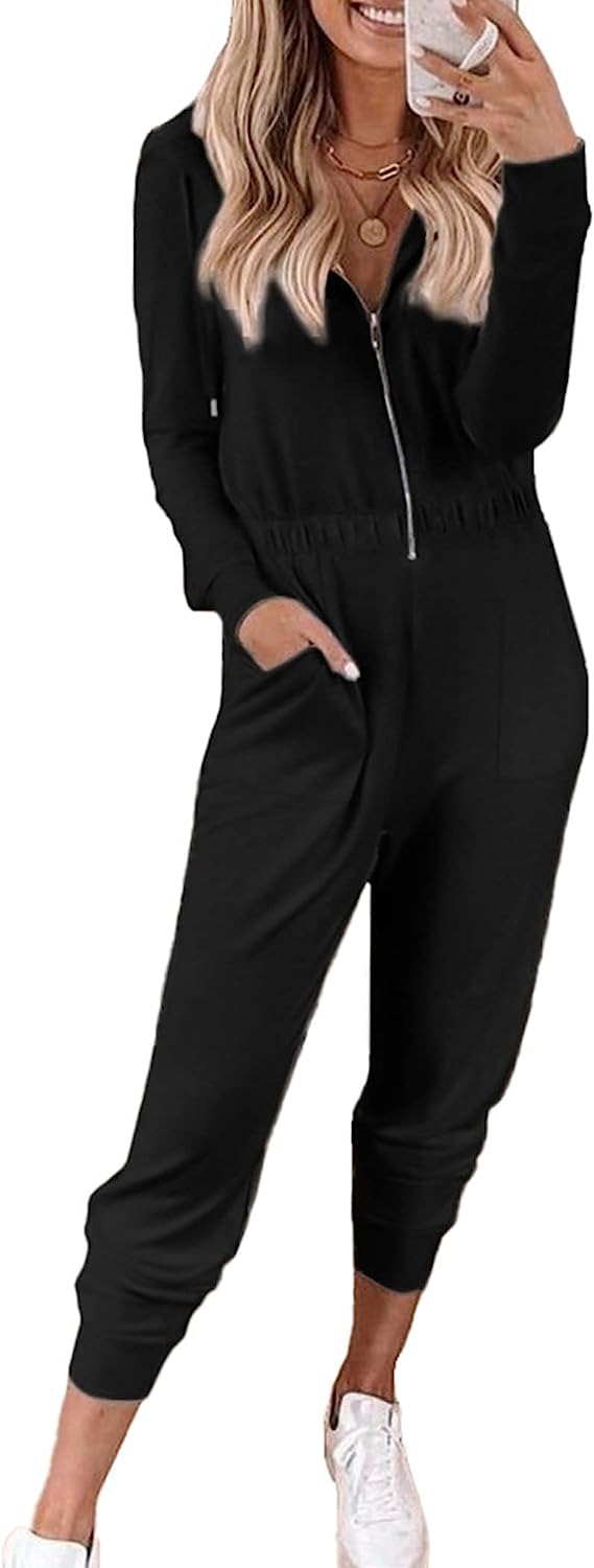 Women's Zip-up Hoodie Jumpsuits One Piece CD498