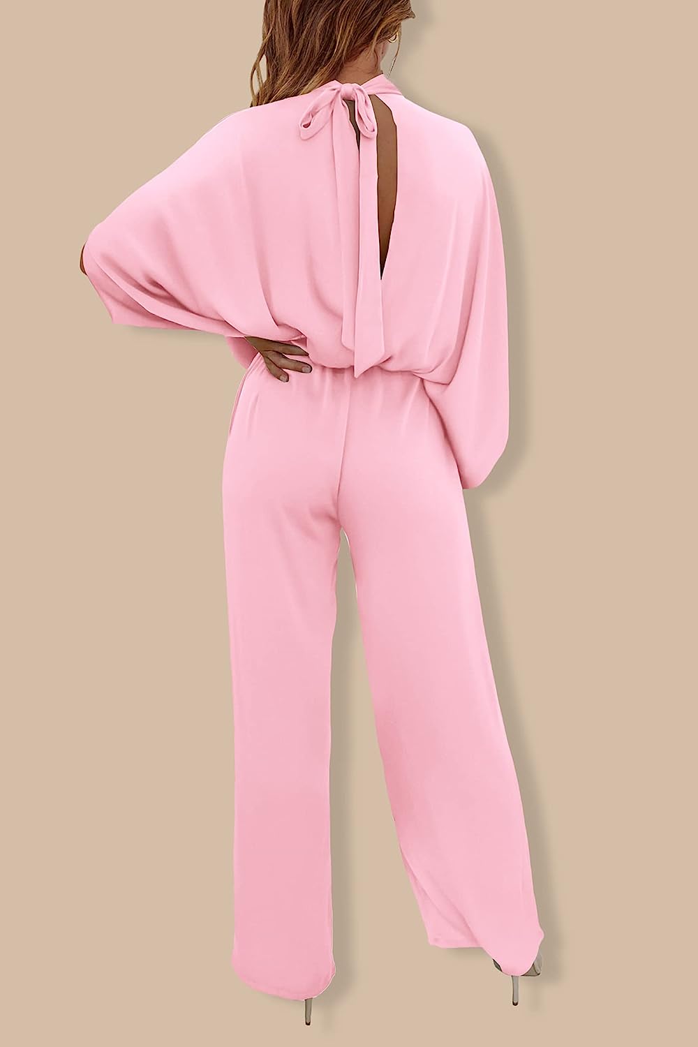 Women's Mock Neck Wide Leg Pants One Piece Jumpsuit CD470