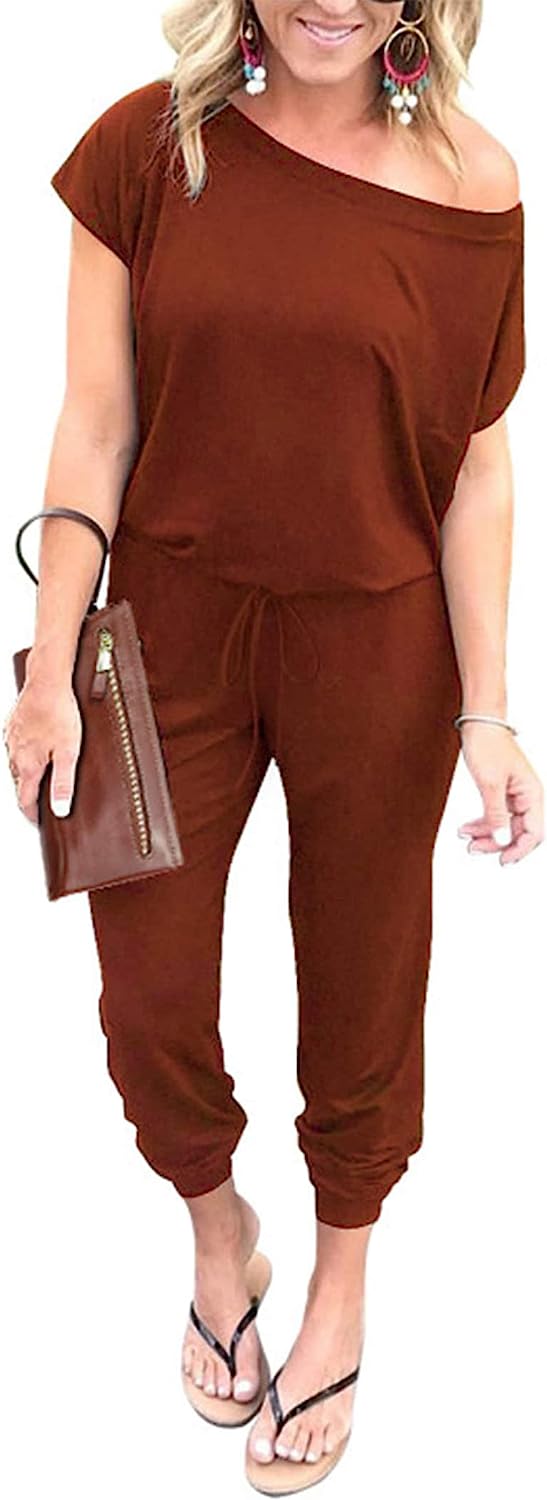 Women's Loose Off Shoulder Elastic Stretchy Jumpsuit CD465