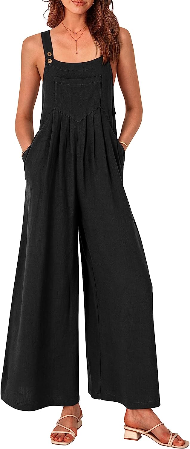Women's Sleeveless Strap Loose Wide Leg Jumpsuits CD469