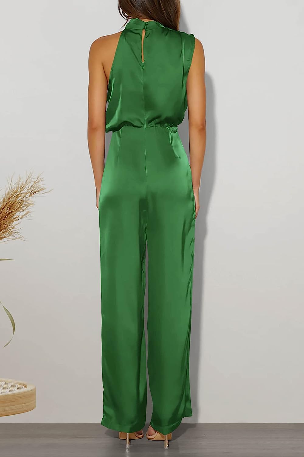 Women's One Piece Mock Neck Wide Leg Jumpsuit CD471