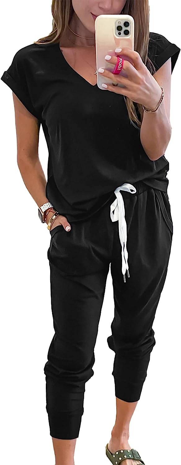 Women's Two Piece Drawstring Outfits Jogger Sets CD474