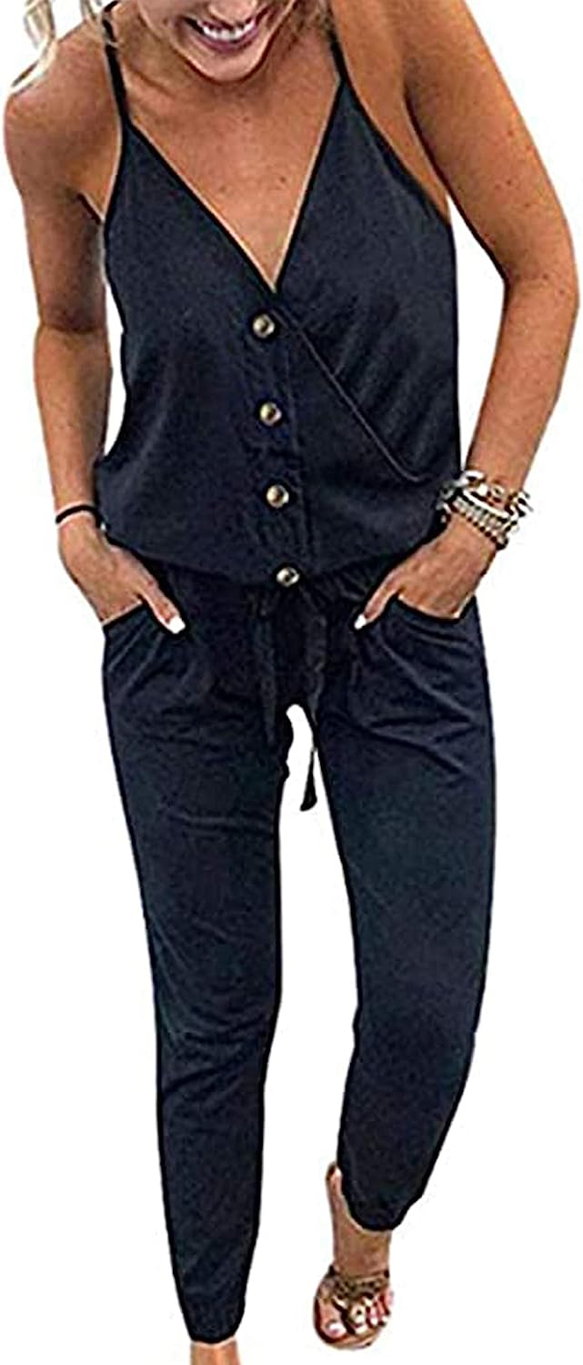 Women's Wrap Sleeveless One Piece Romper Jumpsuit CD484