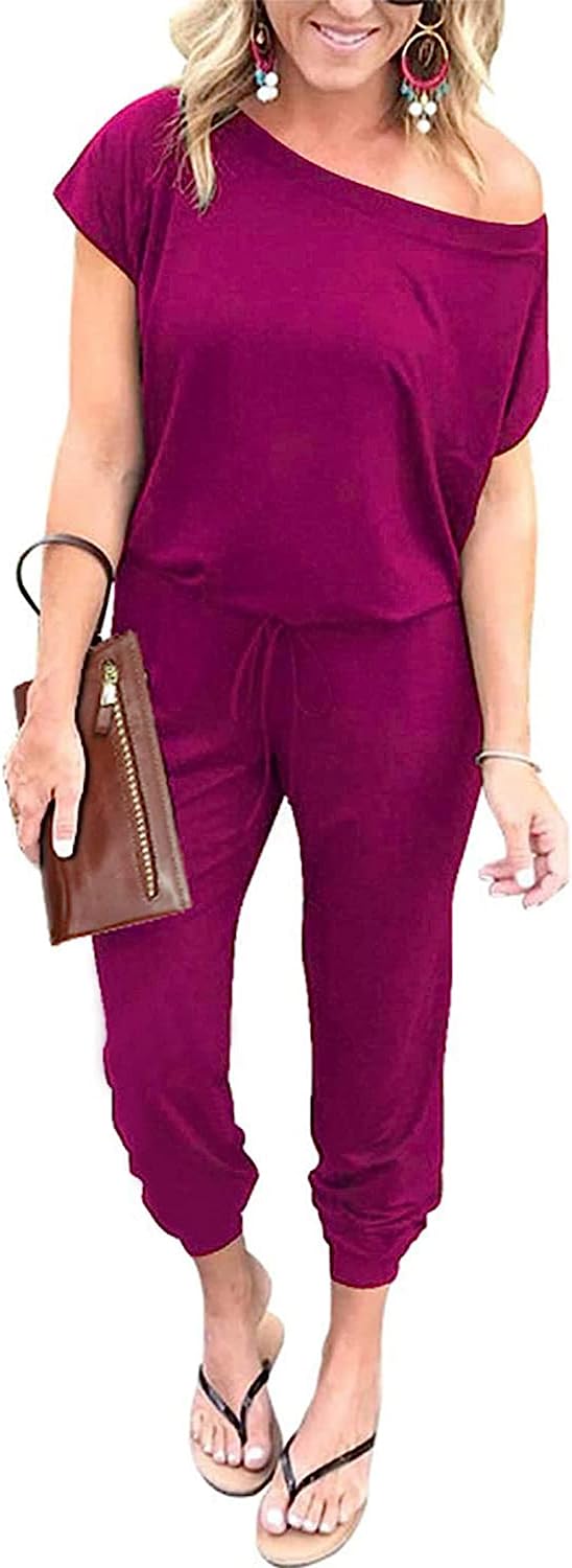 Women's Loose Off Shoulder Elastic Stretchy Jumpsuit CD465