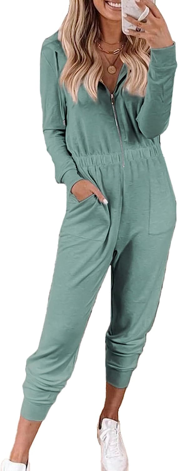 Women's Zip-up Hoodie Jumpsuits One Piece CD498