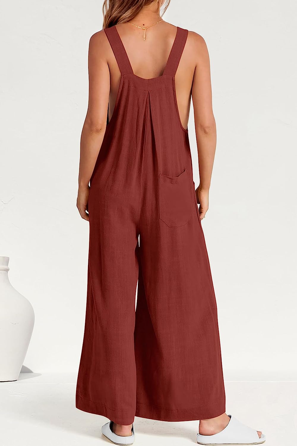 Women's Sleeveless Strap Loose Wide Leg Jumpsuits CD469