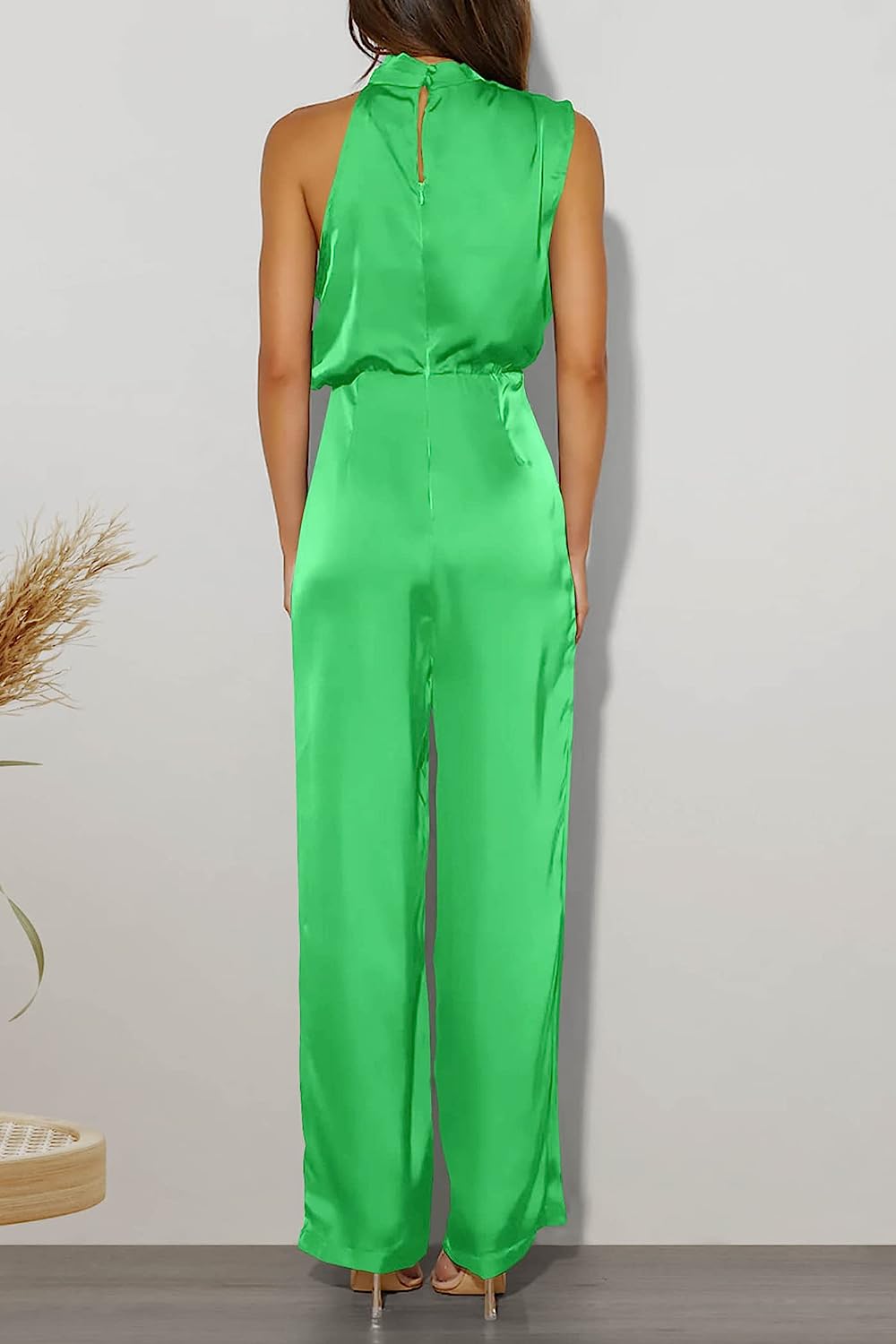 Women's One Piece Mock Neck Wide Leg Jumpsuit CD471