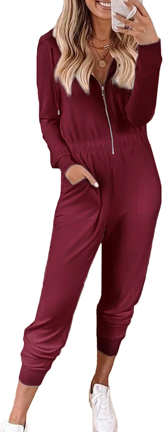 Women's Zip-up Hoodie Jumpsuits One Piece CD498