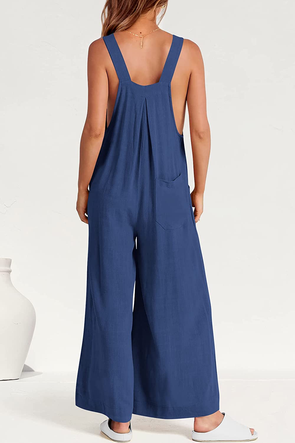 Women's Sleeveless Strap Loose Wide Leg Jumpsuits CD469