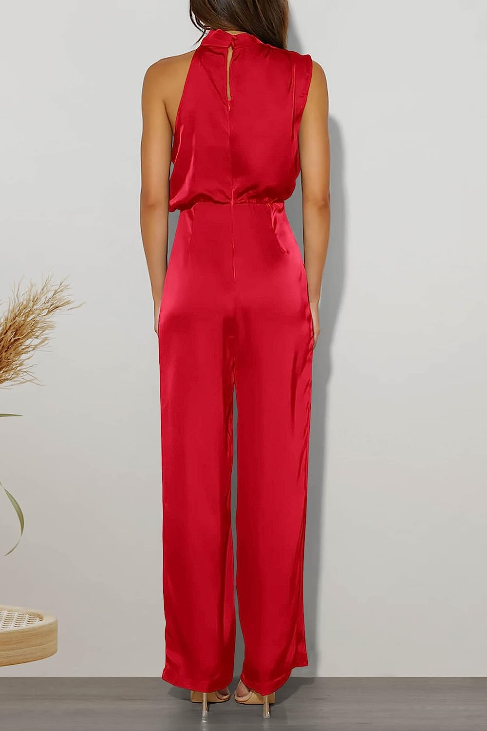 Women's One Piece Mock Neck Wide Leg Jumpsuit CD471