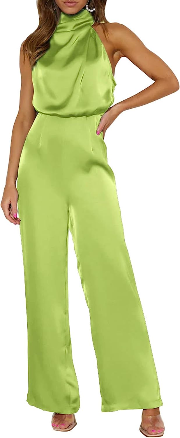 Women's One Piece Mock Neck Wide Leg Jumpsuit CD471