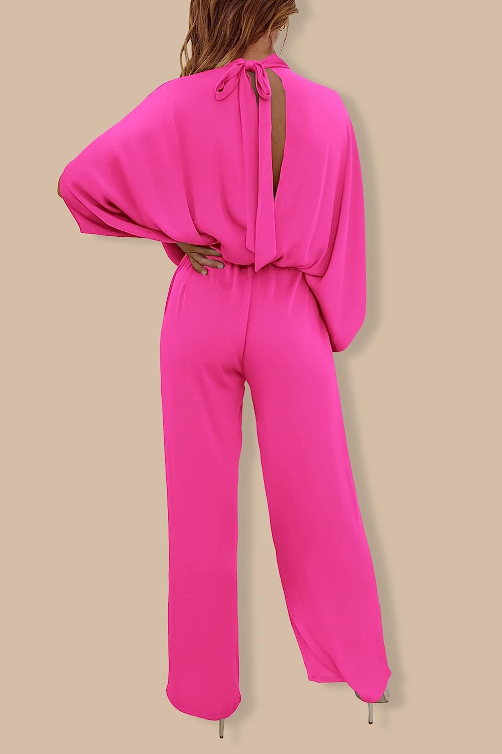 Women's Mock Neck Wide Leg Pants One Piece Jumpsuit CD470