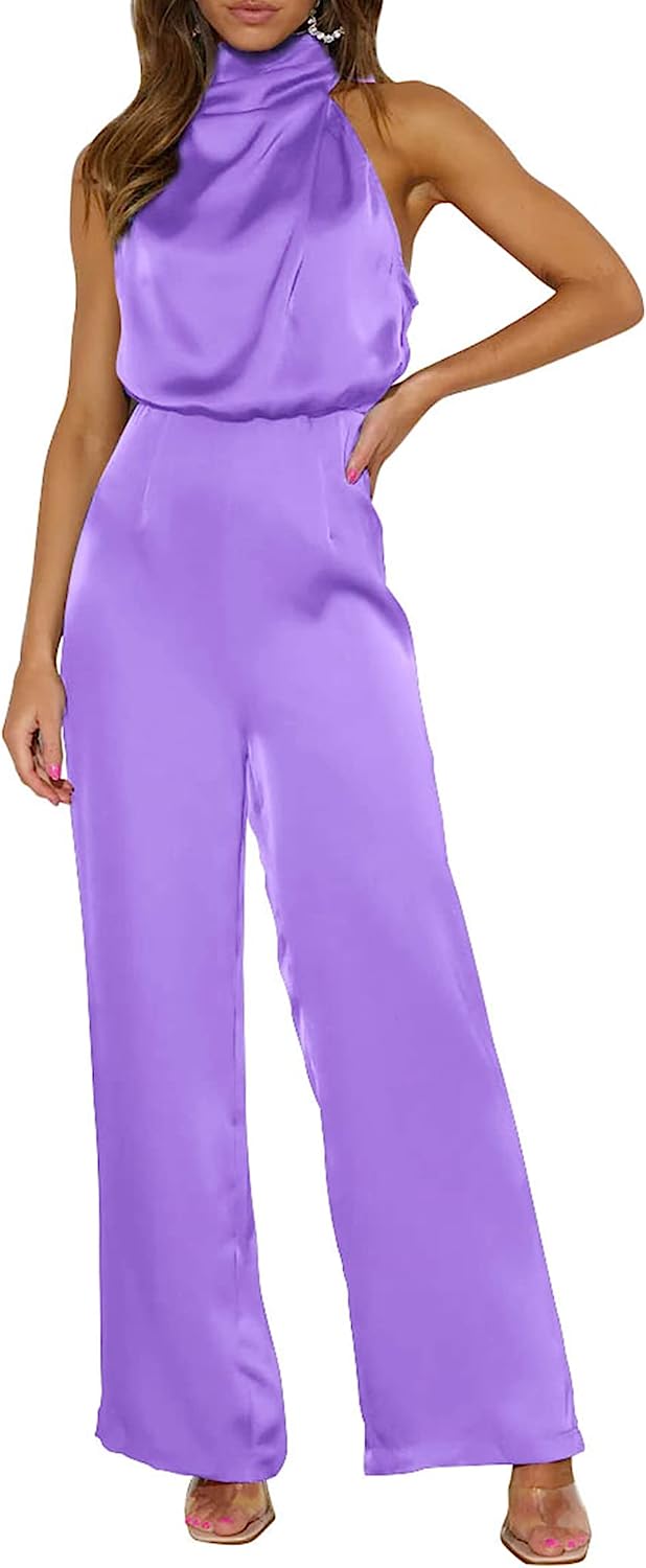 Women's One Piece Mock Neck Wide Leg Jumpsuit CD471