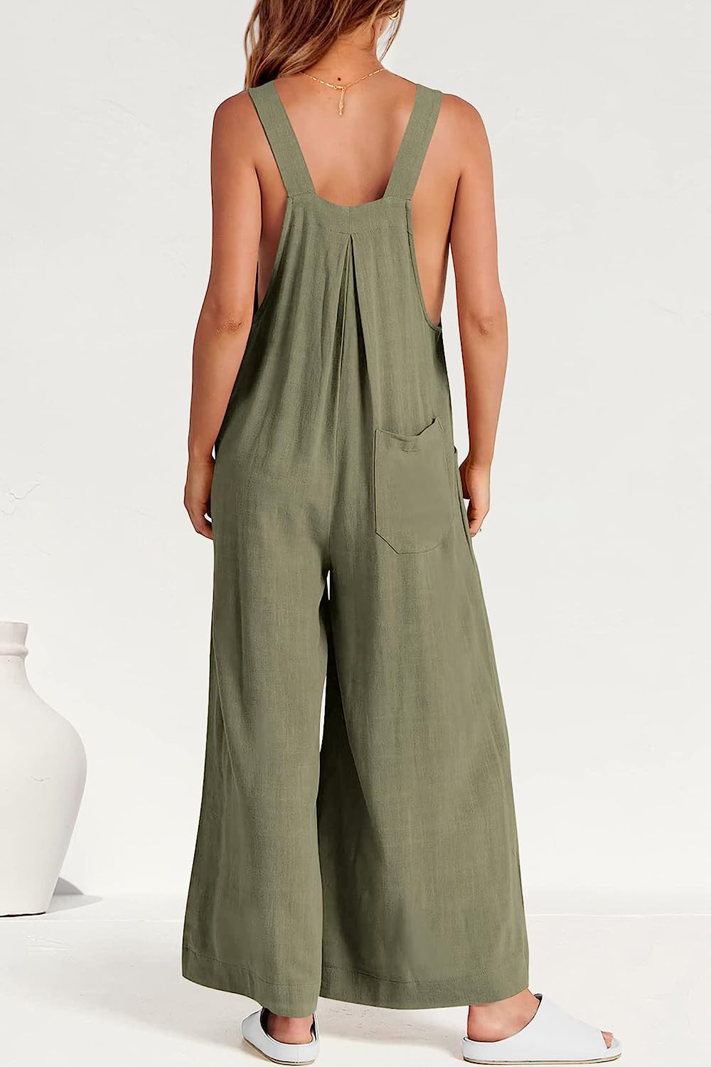 Women's Sleeveless Strap Loose Wide Leg Jumpsuits CD469