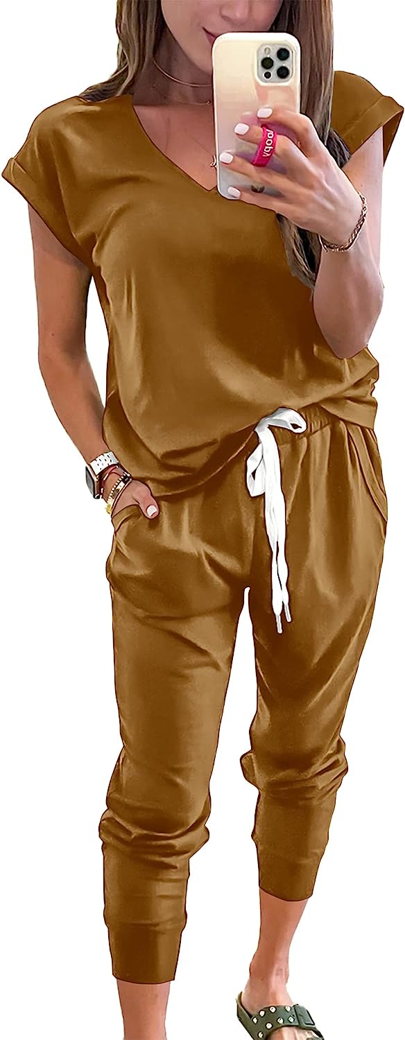 Women's Two Piece Drawstring Outfits Jogger Sets CD474