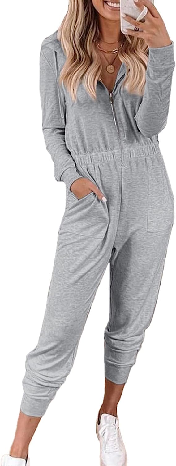 Women's Zip-up Hoodie Jumpsuits One Piece CD498