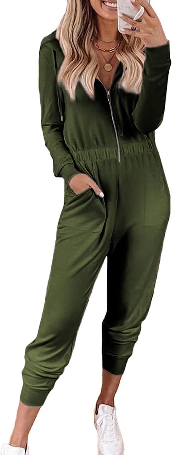 Women's Zip-up Hoodie Jumpsuits One Piece CD498