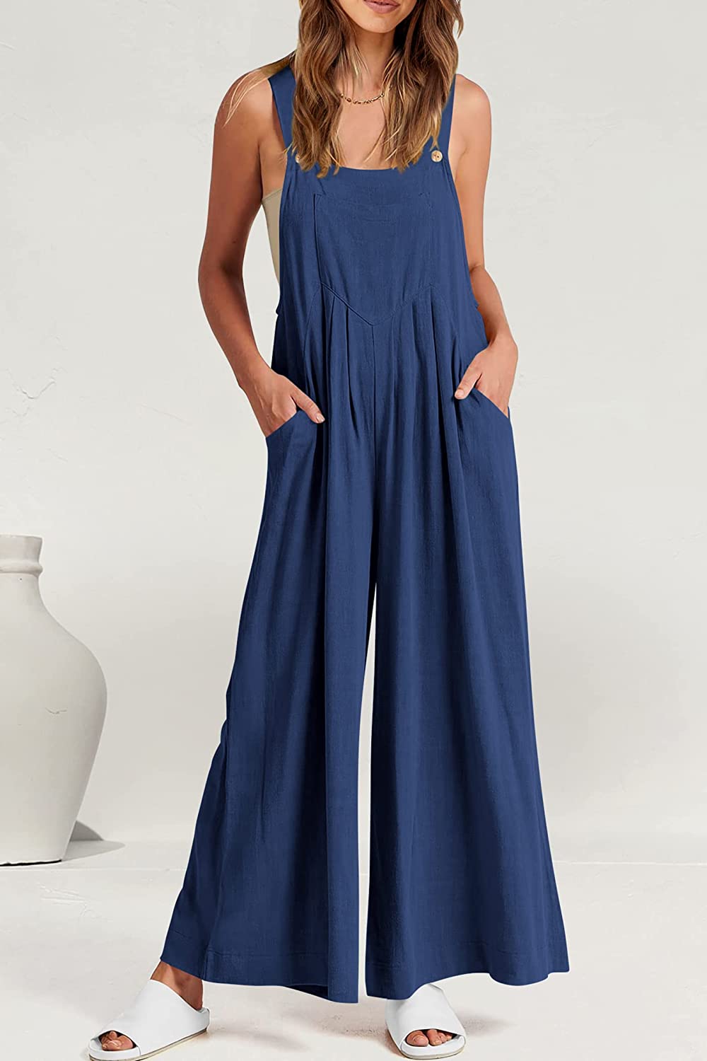 Women's Sleeveless Strap Loose Wide Leg Jumpsuits CD469