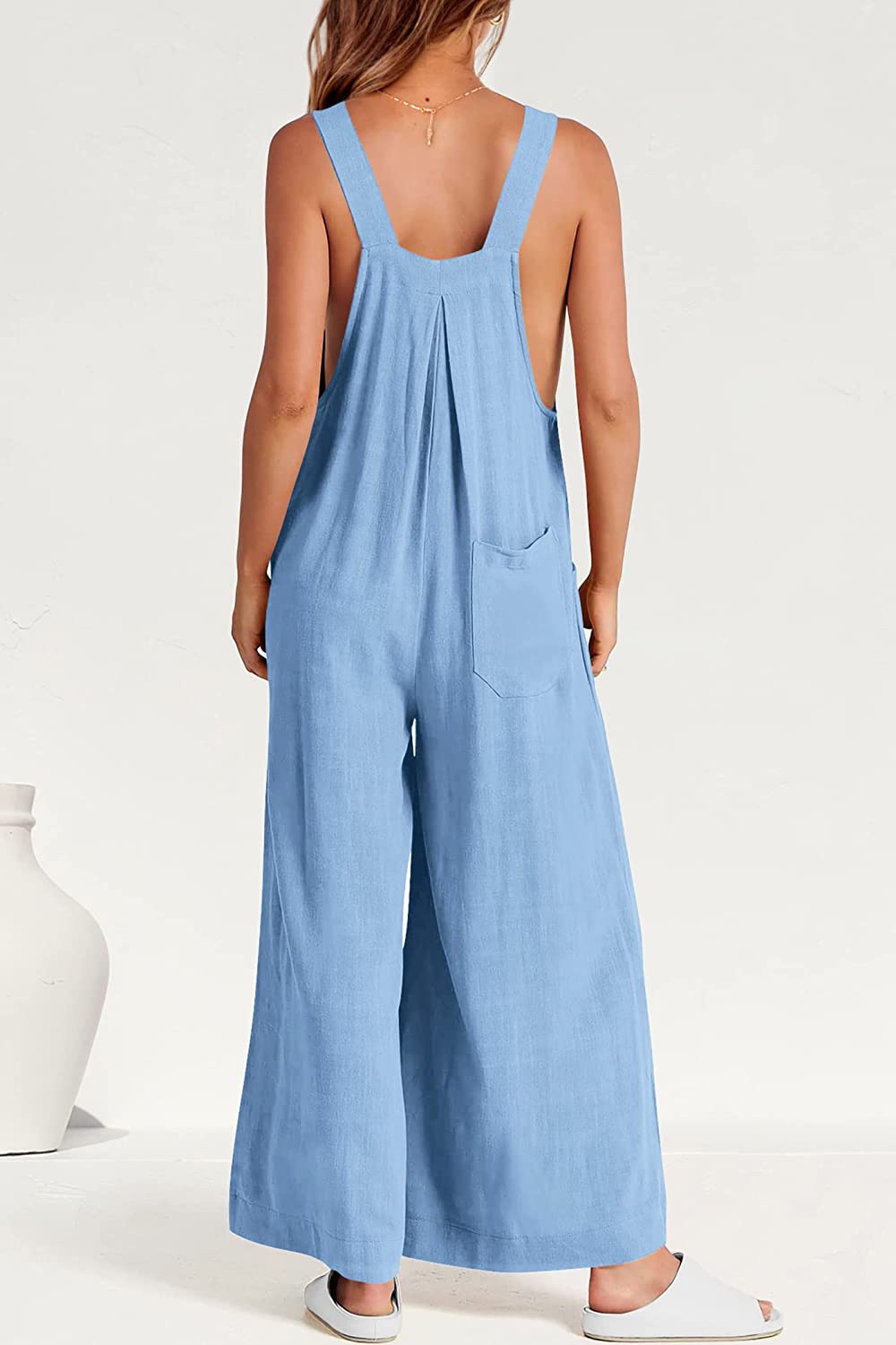 Women's Sleeveless Strap Loose Wide Leg Jumpsuits CD469