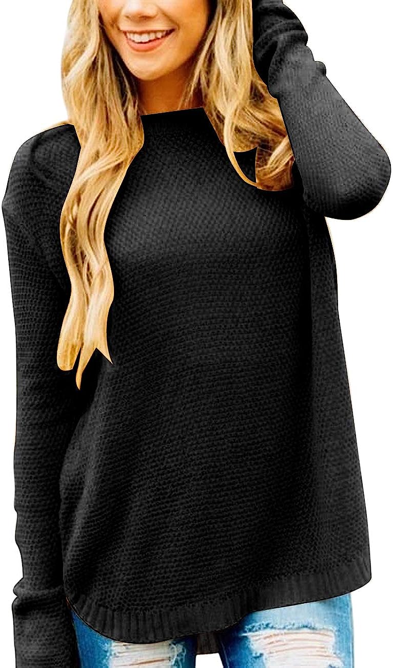 Women's Oversized Crew Neck Knit Pullover Sweater CD459