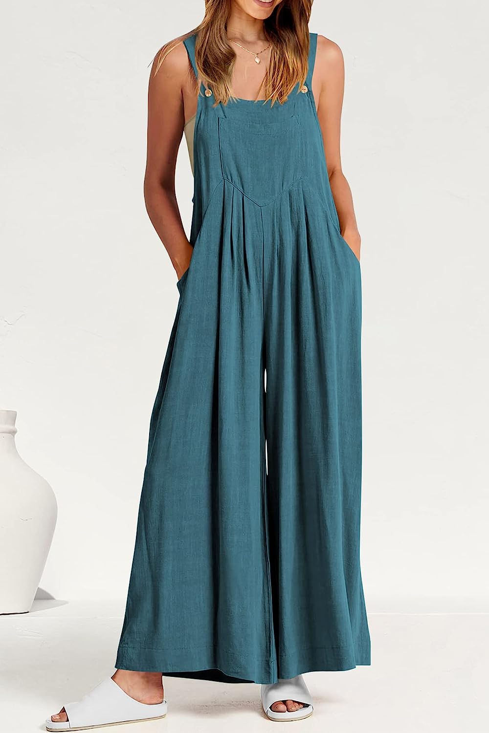 Women's Sleeveless Strap Loose Wide Leg Jumpsuits CD469
