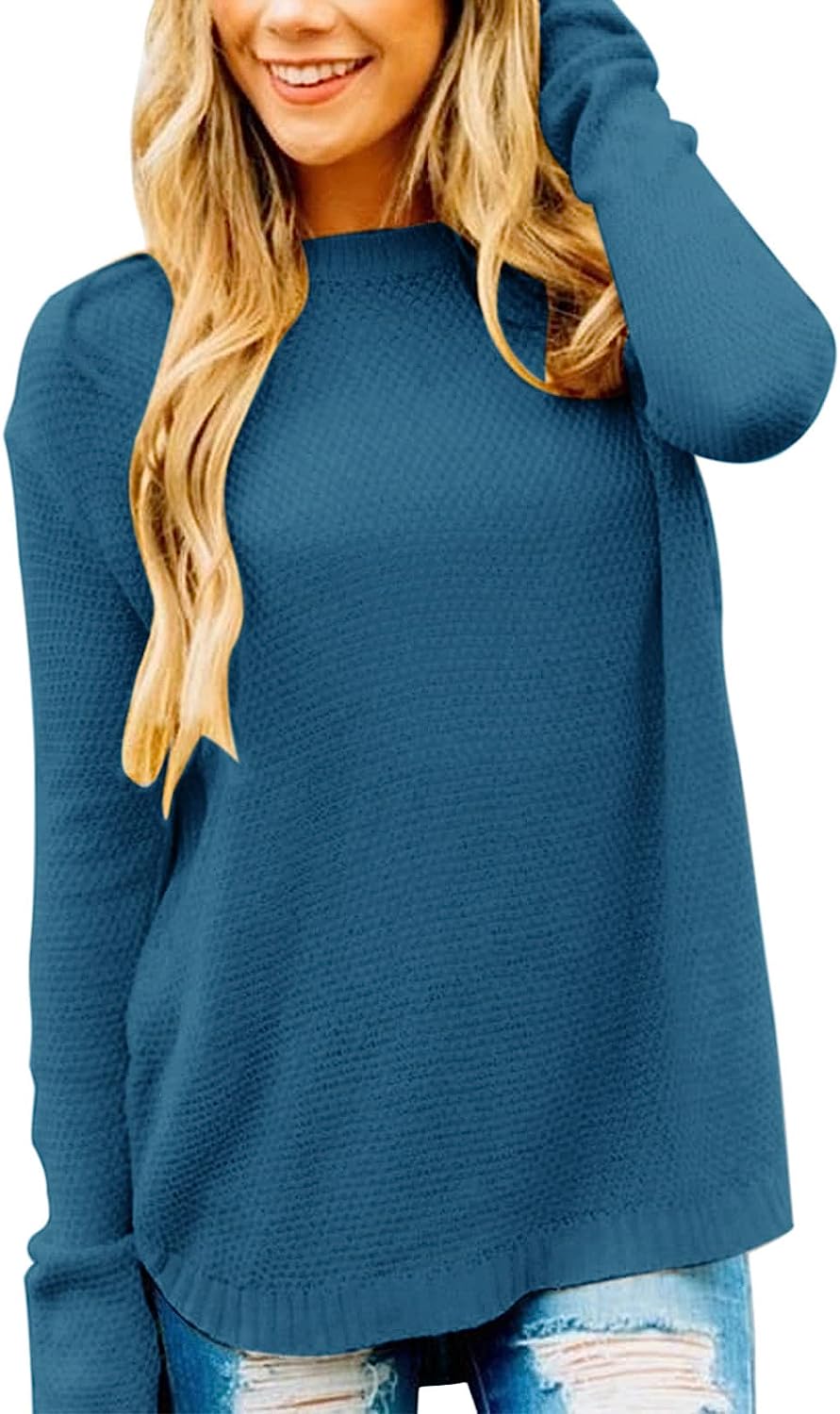 Women's Oversized Crew Neck Knit Pullover Sweater CD459
