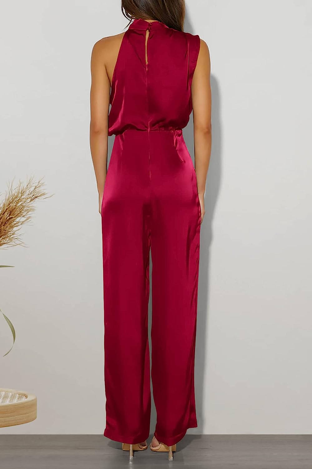 Women's One Piece Mock Neck Wide Leg Jumpsuit CD471