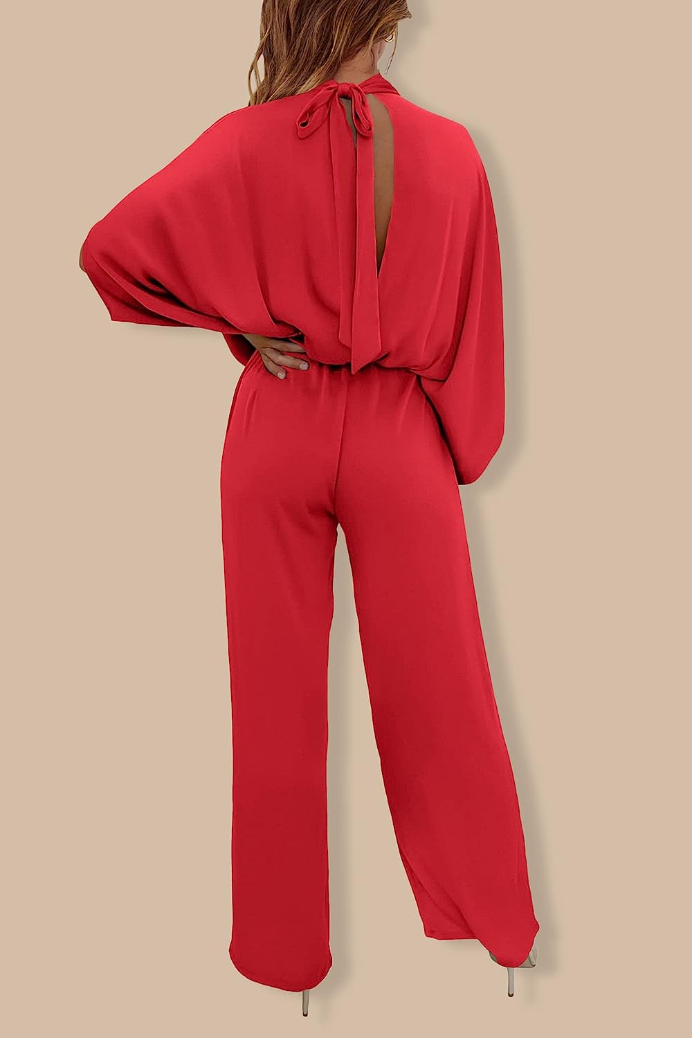 Women's Mock Neck Wide Leg Pants One Piece Jumpsuit CD470