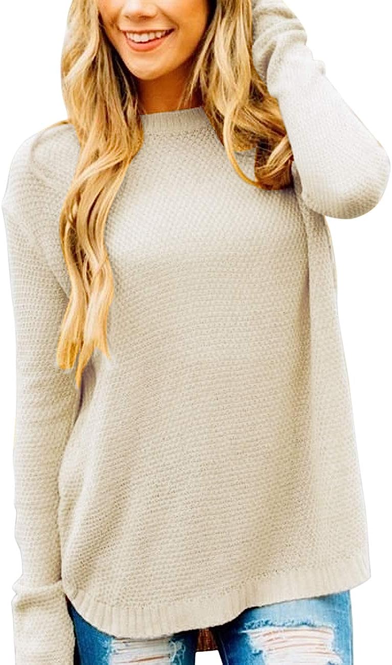 Women's Oversized Crew Neck Knit Pullover Sweater CD459