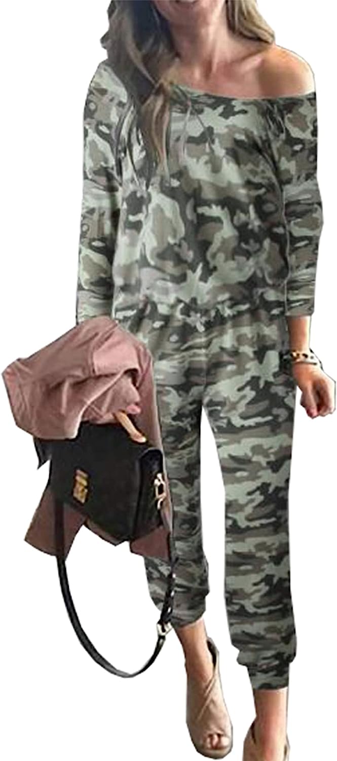 Women's Crewneck Off Shoulder Stretchy Jumpsuit CD462
