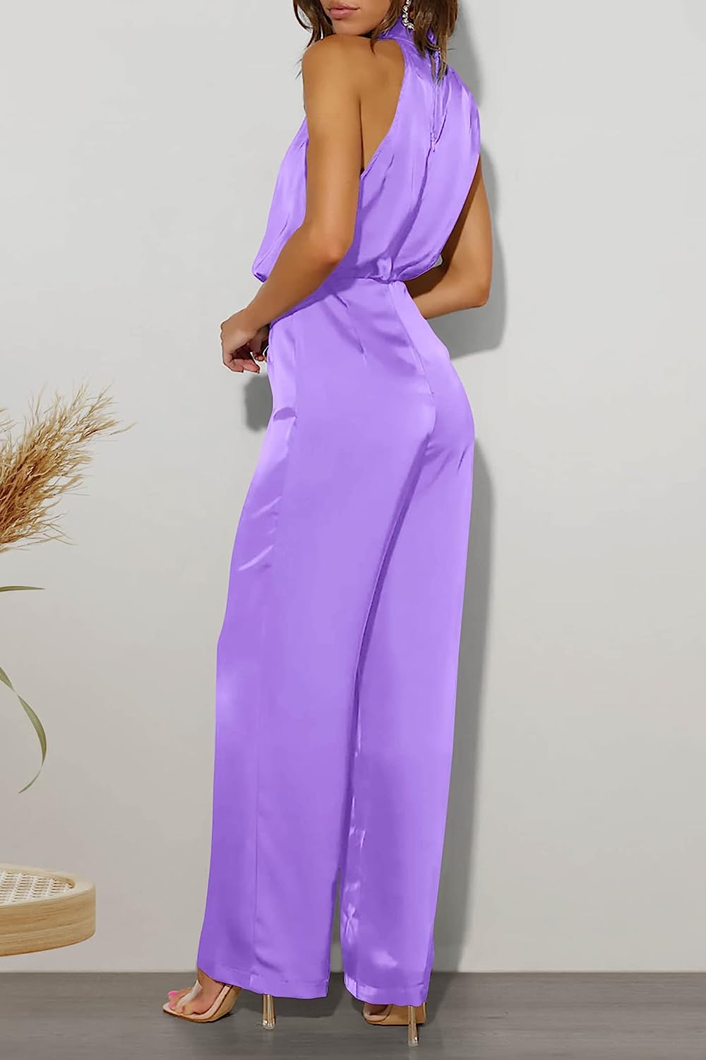 Women's One Piece Mock Neck Wide Leg Jumpsuit CD471