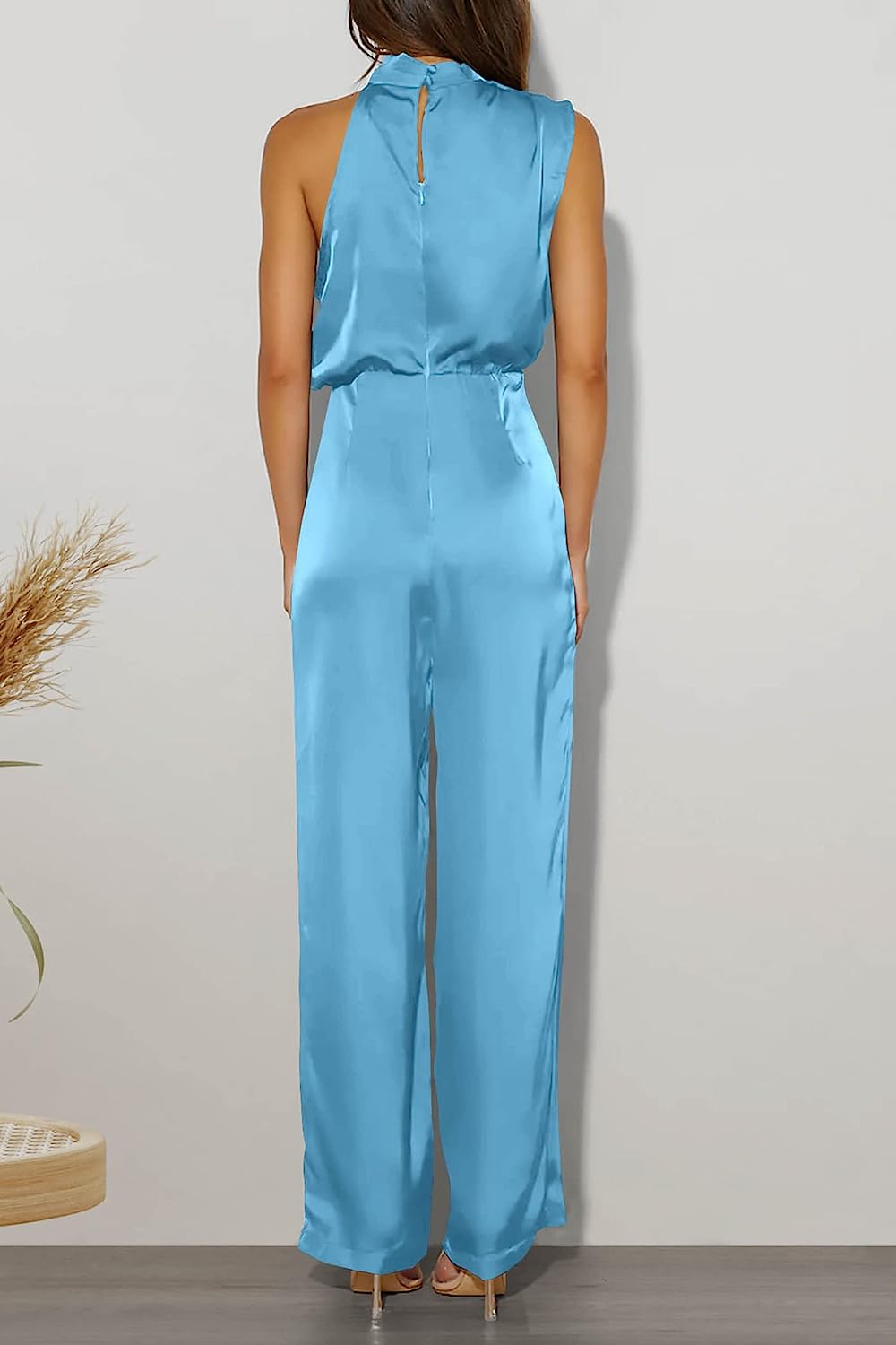 Women's One Piece Mock Neck Wide Leg Jumpsuit CD471