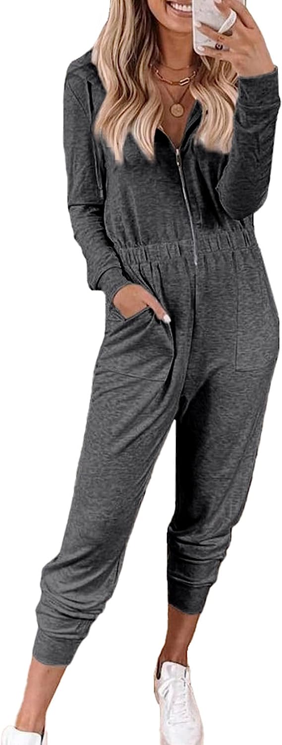 Women's Zip-up Hoodie Jumpsuits One Piece CD498