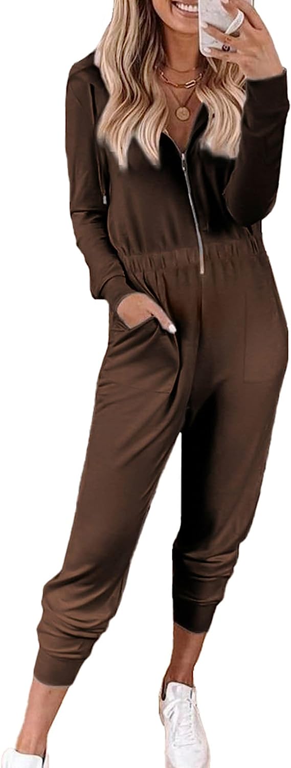 Women's Zip-up Hoodie Jumpsuits One Piece CD498