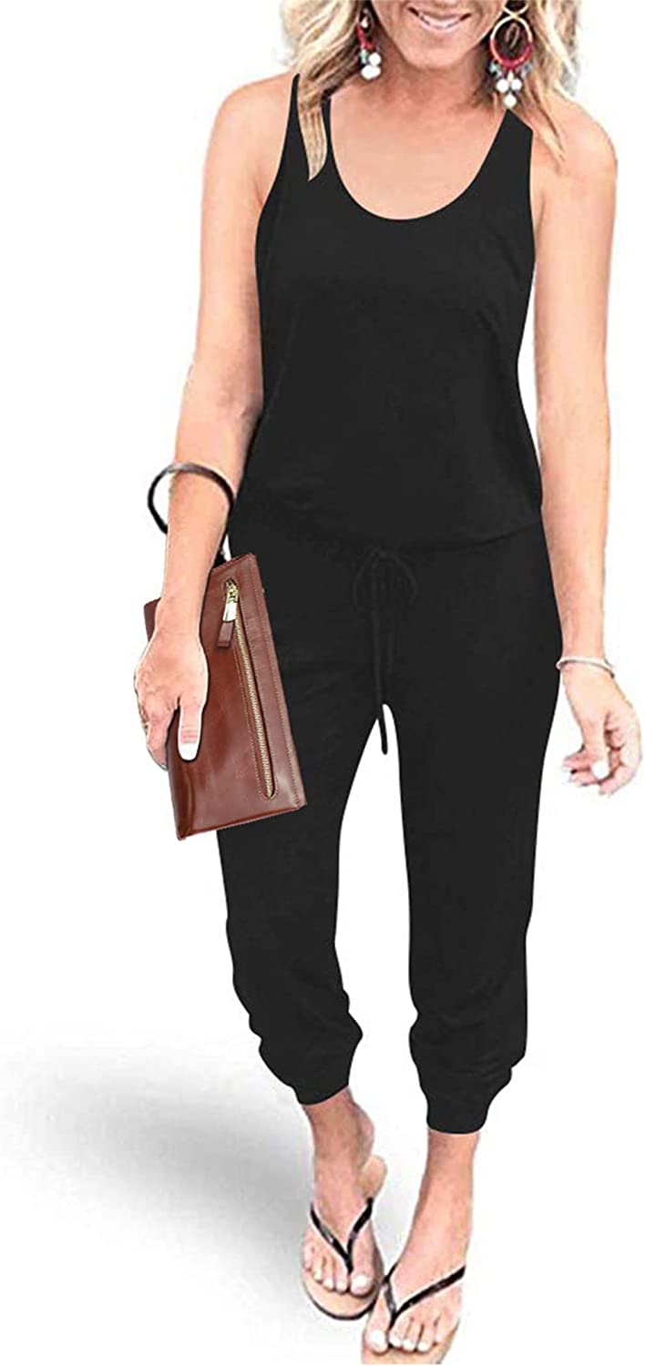 Women's Sleeveless Drawstring Elastic Loose Jumpsuit CD464
