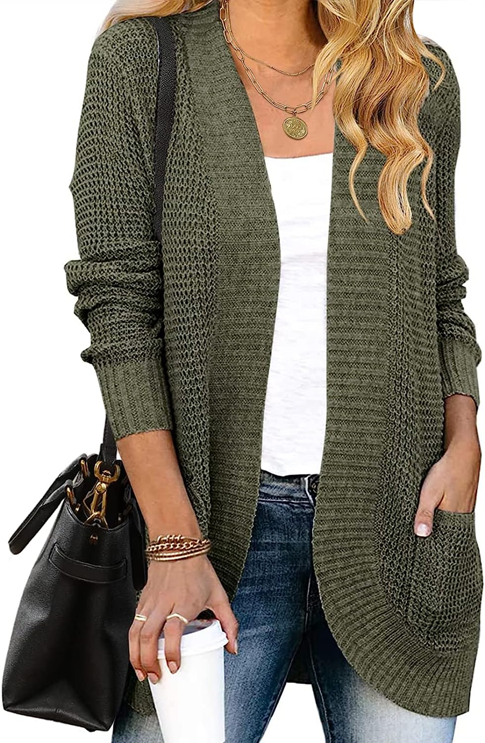 Women's Chunky Knit Sweater Cardigan Outwear CD460