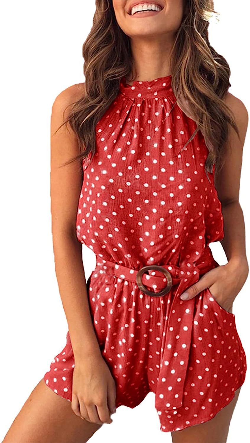 Women's Sleeveless Halter Neck Backless Jumpsuits CD499