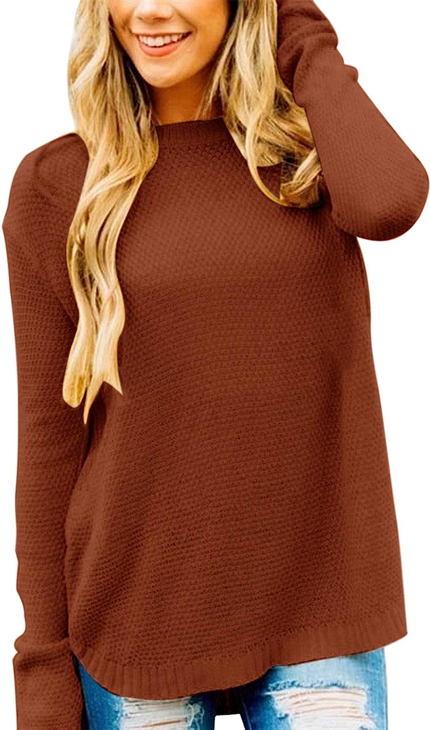 Women's Oversized Crew Neck Knit Pullover Sweater CD459