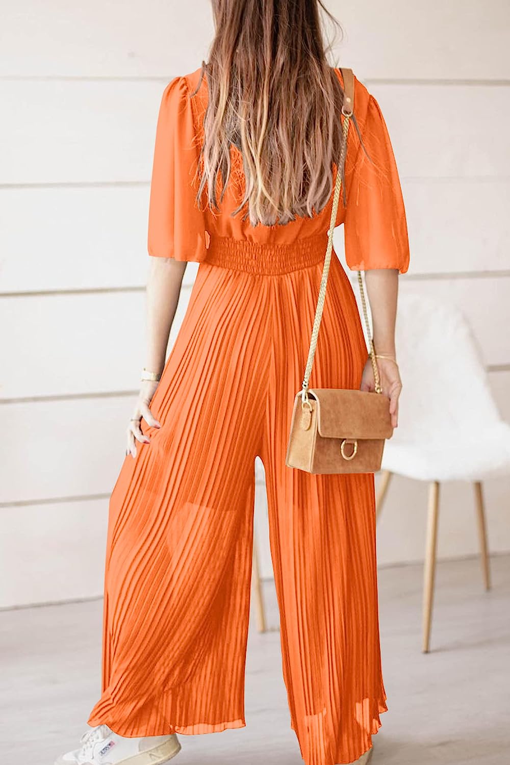 Women's Wrap Ruffle Sleeve Wide Leg One Piece Jumpsuit CD472