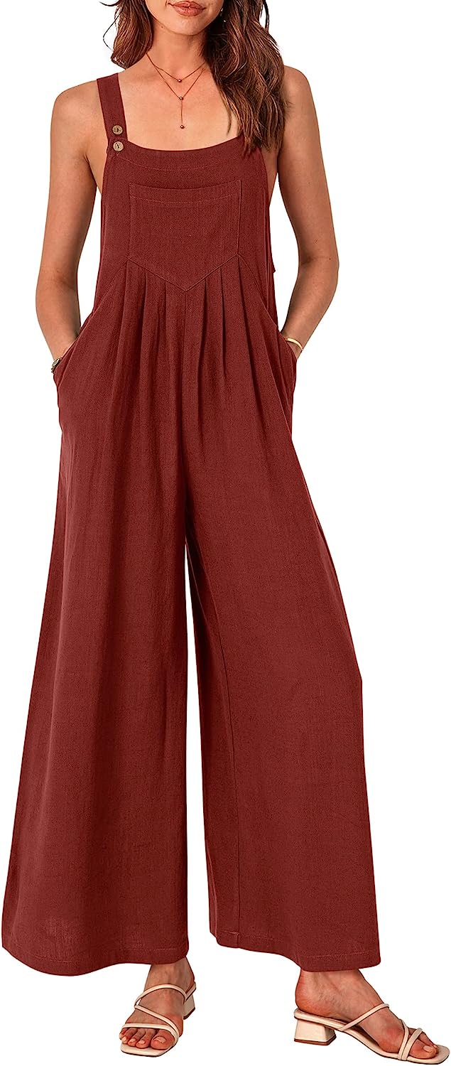 Women's Sleeveless Strap Loose Wide Leg Jumpsuits CD469