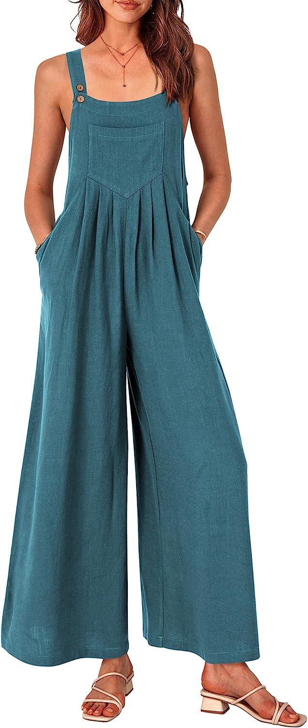 Women's Sleeveless Strap Loose Wide Leg Jumpsuits CD469